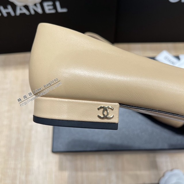 Chanel專櫃經典款女士拼色單鞋 香奈兒頂級版本平跟鞋高跟鞋 dx2597